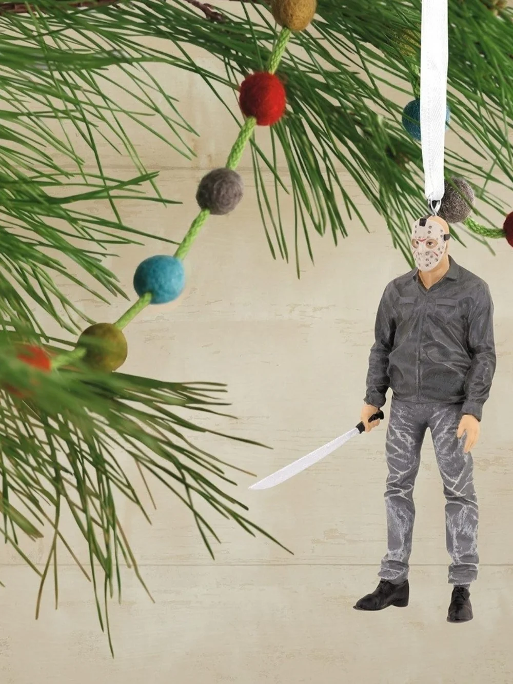 Two Holiday Horror Jason Masked & Acrylic Cut-Out Ornaments - Gray